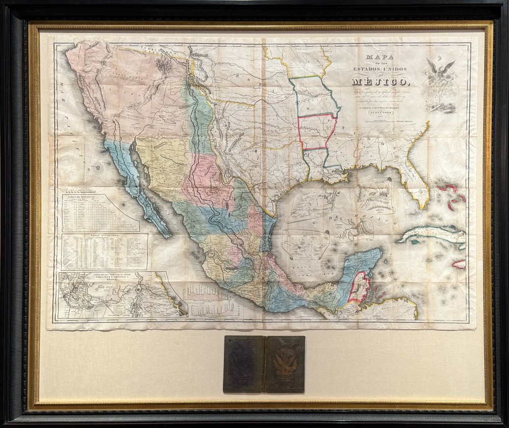 The 1847 Disturnell map of Mexico, framed